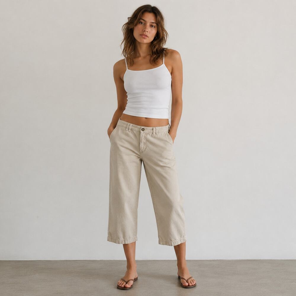 Chadwick’s cream cotton capri pants size 12 casual Classic